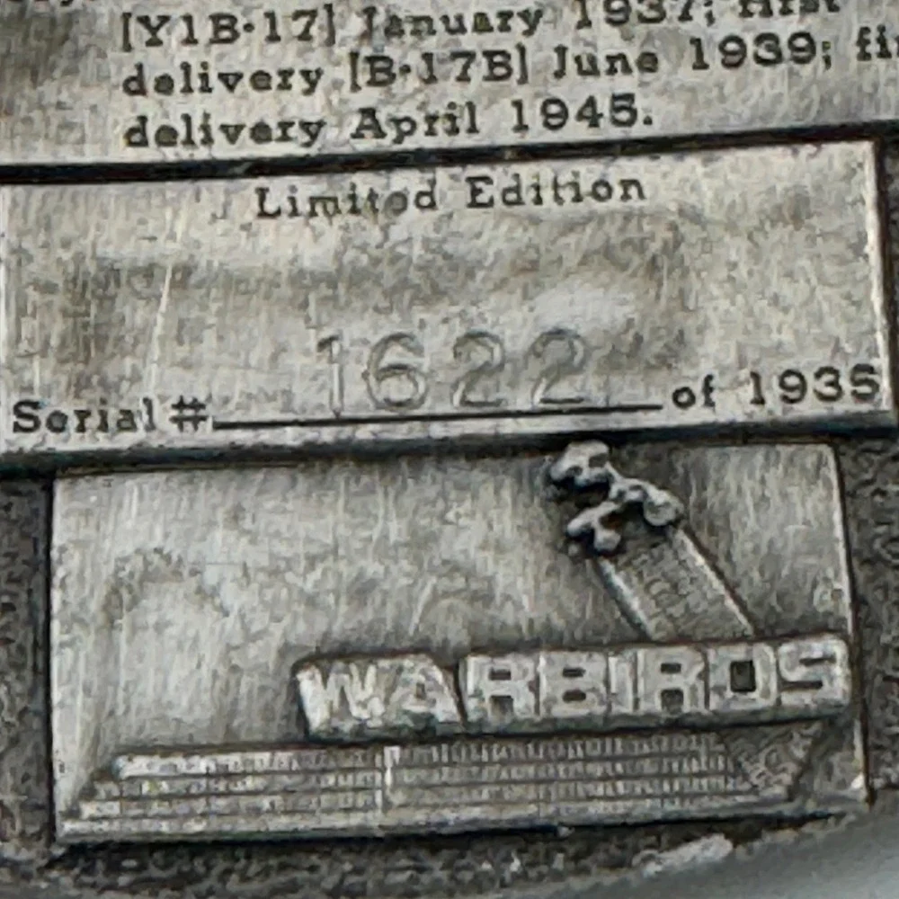 Vintage 1985‎ B-17 Flying Fortress 50th Anniversary Belt Buckle Limited Edition